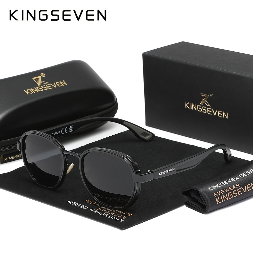 KINGSEVEN Design Occhiali da Uomo con Montatura Rotonda, Adatti anche per la Moda Femminile, Montatura Decorativa in Lega, Ideali per Tempo Libero, Fotografia, Accessori per Feste e Regalo Esclusivo di Moda