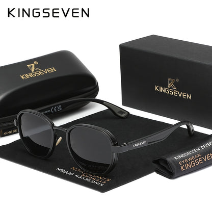 KINGSEVEN Design Occhiali da Uomo con Montatura Rotonda, Adatti anche per la Moda Femminile, Montatura Decorativa in Lega, Ideali per Tempo Libero, Fotografia, Accessori per Feste e Regalo Esclusivo di Moda