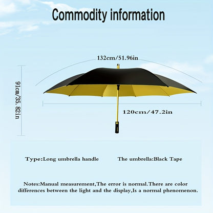 Ombrello da golf grande con design automatico aperto a 8 nervature, manico extra largo e lungo, poliestere e fibra di carbonio durevoli, accenti neri e gialli per uomini e donne, protezione da tutte le condizioni meteorologiche, ombrello antivento resiste