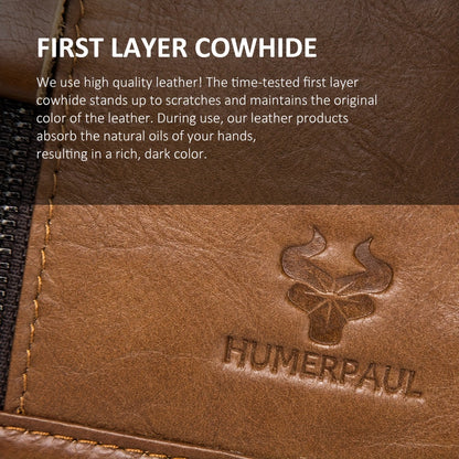 Zaino a Tracolla Uomo HUMERPAUL in Vera Pelle - Convertibile Zaino/Clutch, Chiusura con Cerniera Frontale, Spalline Regolabili (100cm), Tasche Laterali - Marrone Caffè per Lavoro, Viaggi e Uso Quotidiano - Borsa Design Resistente e Facile da Pulire