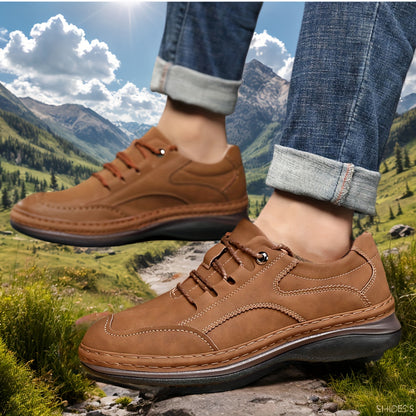 Scarpe da Uomo in Vera Pelle per Business Casual, Scarpe da Allenamento Sportivo, Scarpe da Trekking e Viaggio all'Aperto, Scarpe Basse, Scarpe da Guida, Design con Lacci in Pelle Tinta Unita, Comode e Pratiche per Tutte le 4 Stagioni, Suola Spessa Antisc