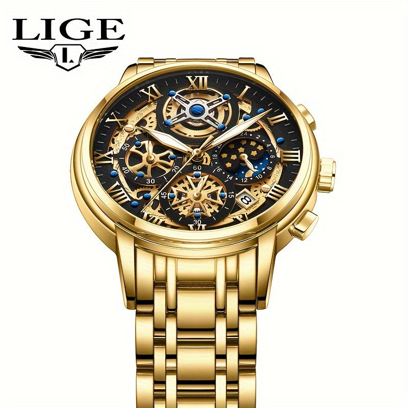 Orologio LIGE Fashion al quarzo, Display luminoso, Calendario 24 ore Orologio business casual, Impermeabile, Orologio business casual per donne e uomini, Scelta ideale per regalo