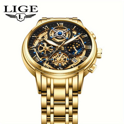Orologio LIGE Fashion al quarzo, Display luminoso, Calendario 24 ore Orologio business casual, Impermeabile, Orologio business casual per donne e uomini, Scelta ideale per regalo