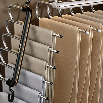 1pz Appendiabiti Per Pantaloni A Più Strati, Supporto In Acciaio Inossidabile, Risparmio Di Spazio Per L'organizzazione E Lo Stoccaggio Nell'armadio, Nel Guardaroba E Nella Camera Da Letto, Adatto Per Pantaloni, Jeans, Sciarpe
