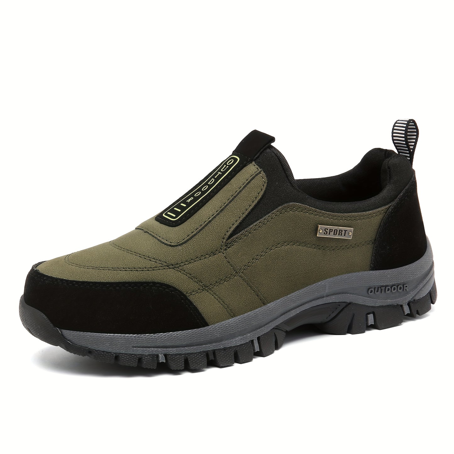 Scarpe da trekking slip-on da uomo - Sola spessa e morbida, parte superiore in tessuto traspirante, leggere e comode per passeggiate all'aperto, abbigliamento casual e trekking, stivali da trekking, design a punta rotonda, calzature adatte