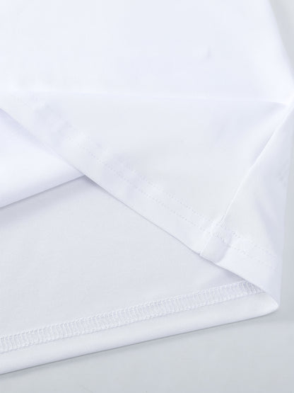 T-shirt da uomo 100% con scollo a V e maniche corte - T-shirt casual estivo traspirante, vestibilità regolare, bianco solido, medio stretch per abbigliamento casual, comodo e alla moda, T-shirt da tutti i giorni | T-shirt con scollo a V | Tessuto medio st