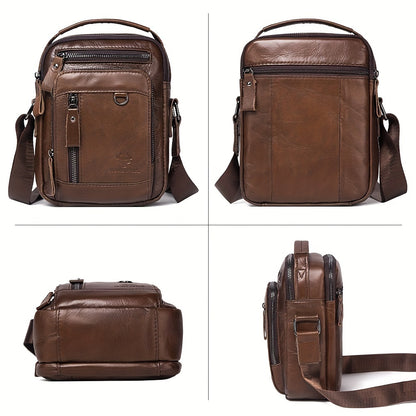 Zaino a Tracolla Uomo HUMERPAUL in Vera Pelle - Convertibile Zaino/Clutch, Chiusura con Cerniera Frontale, Spalline Regolabili (100cm), Tasche Laterali - Marrone Caffè per Lavoro, Viaggi e Uso Quotidiano - Borsa Design Resistente e Facile da Pulire