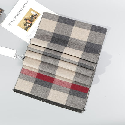Sciarpa invernale spessa e calda a quadri da uomo e da donna - Elegante marrone/rosso, scaldacollo morbido e confortevole per attività all'aperto, accessorio invernale | Elegante scaldacollo | Texture morbida