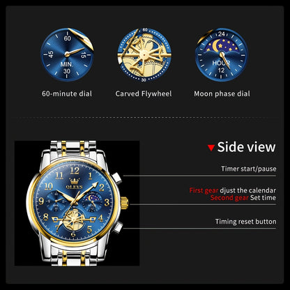 Orologi OLEVS per Uomo Classico Business Dress Analogico Quartz Digitale Orologio da Polso per Uomo Moda Lusso Bracciale in Acciaio Inossidabile Luminoso con Calendario Regali Romantici per Uomo Relojes De Hombre Blu/Nero/Bianco/Dorato/Grigio