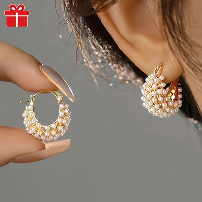 Regalo Ideale per San Valentino/Festa della Mamma: 1 Paio di Orecchini di Perle Finte di Alta Qualità con Design di Nicchia, Confezione Regalo