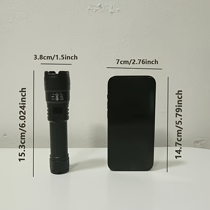 Set di 2 torce LED ricaricabili, design compatto con zoom regolabile e indicatore del livello di batteria, che offre tre opzioni di illuminazione adatte per attività all'aperto, campeggio, lavoro e situazioni di emergenza.
