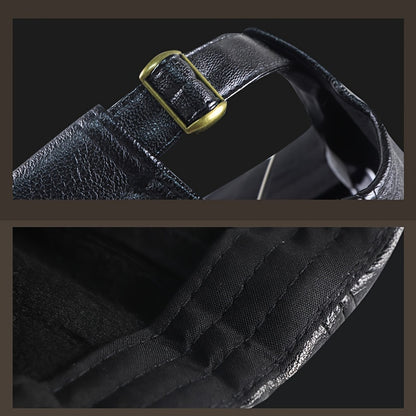 1pz Cappello da baseball casual in similpelle da uomo, cappello invernale alla moda regolabile con fodera in pile per persone di mezza età e anziani