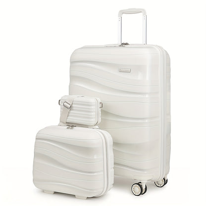 Valigia a mano Melalenia, Valigia leggera a mano, Valigia rigida espandibile in PP con ruote girevoli, Valigia da viaggio da 20" con serratura TSA (set da 3 pezzi)
