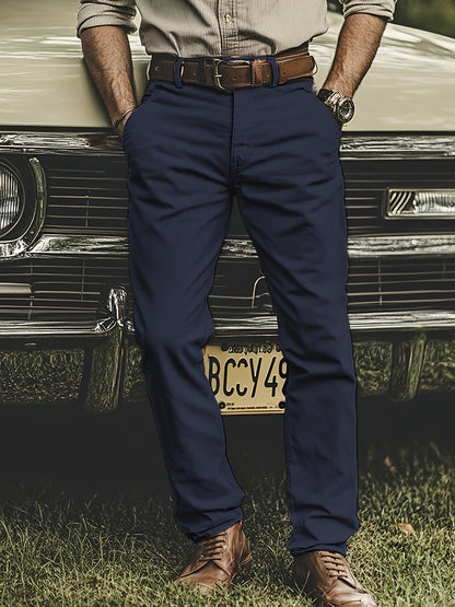 Pantaloni Chino da Uomo in Tinta Unita, Leggermente Elasticizzati, Comodi e Casuali per le Attività Quotidiane all'Aperto