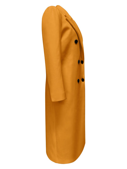 Double Breasted Lapel Overcoat, Elegant Long Sleeve Outwear For Fall & Winter, Women's Clothing