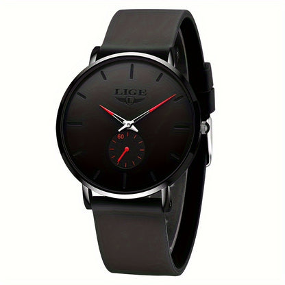LIGE Orologio da Uomo di Lusso Sportivo Quartz - Ultra Sottile, IP68, Nero con Accenti in Tonalità Dorata, Design Semplice per Indumenti Casual e Formali, Orologio per Tutti i Giorni, Orologio Elegante