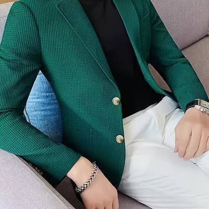 Linea Classic - Blazer a maniche lunghe in maglia waffle per uomo