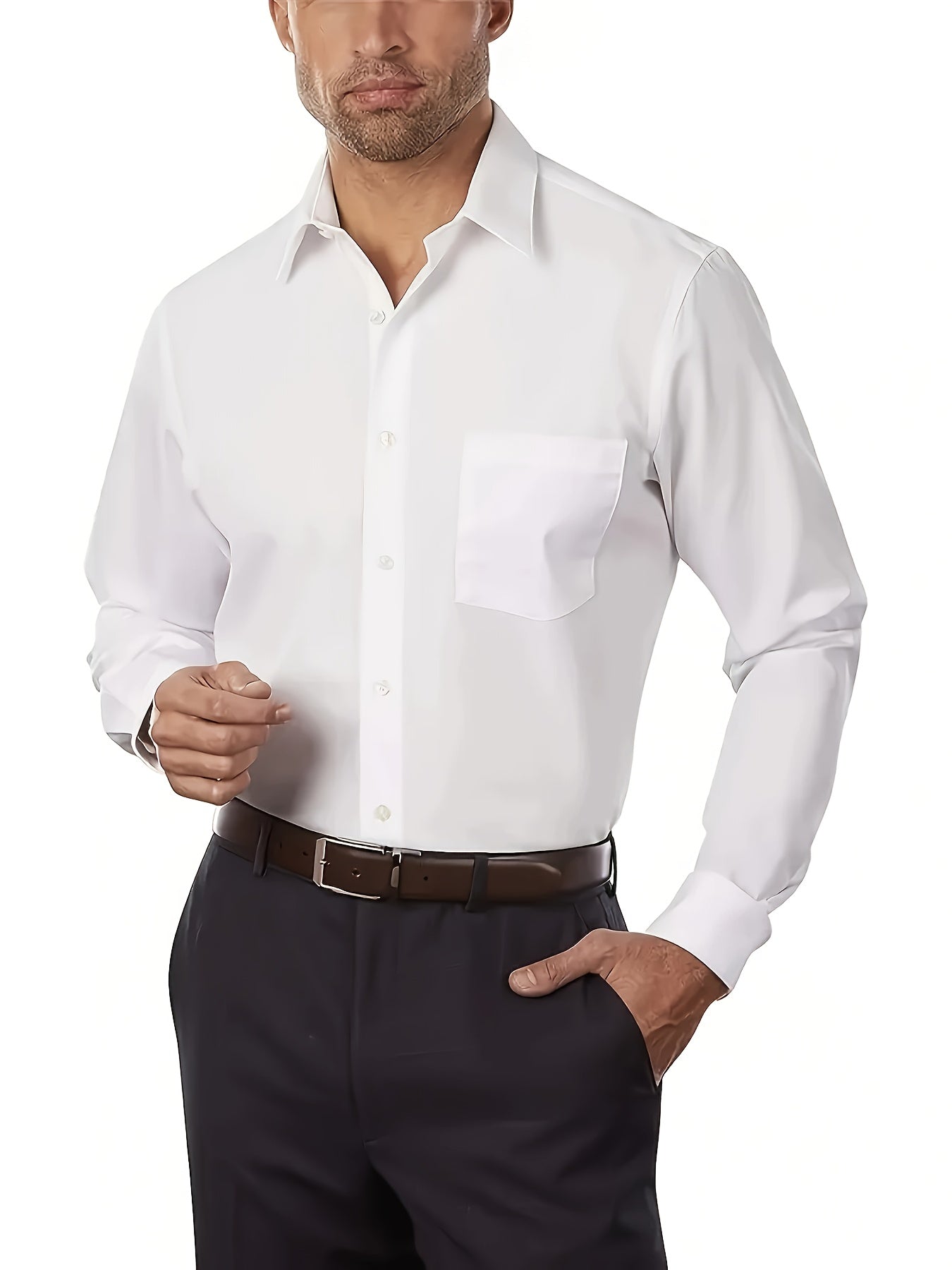 3 pezzi di camicie casual da uomo con maniche lunghe e bottoni - colore solido, misto di poliestere, vestibilità regolare con tasche, perfette per la primavera e l'autunno, versatile per abbigliamento casual o formale, abbigliamento versatile | Maniche lu