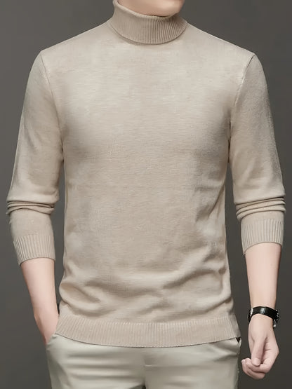 Maglione da Uomo 100% Lana - Morbido e Caldo, Collo Alto Elasticizzato, Lavabile in Lavatrice, Tinta Unita per Look Casual & Business, Maglione a Girocollo Comodo, Tessuto ad Alta Elasticità, Abbigliamento da Ufficio, Design Classico, Costruzione Durevole