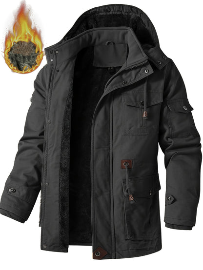 Linea Uomo+ Elegance - Giacca da uomo con cappuccio e imbottitura in pile