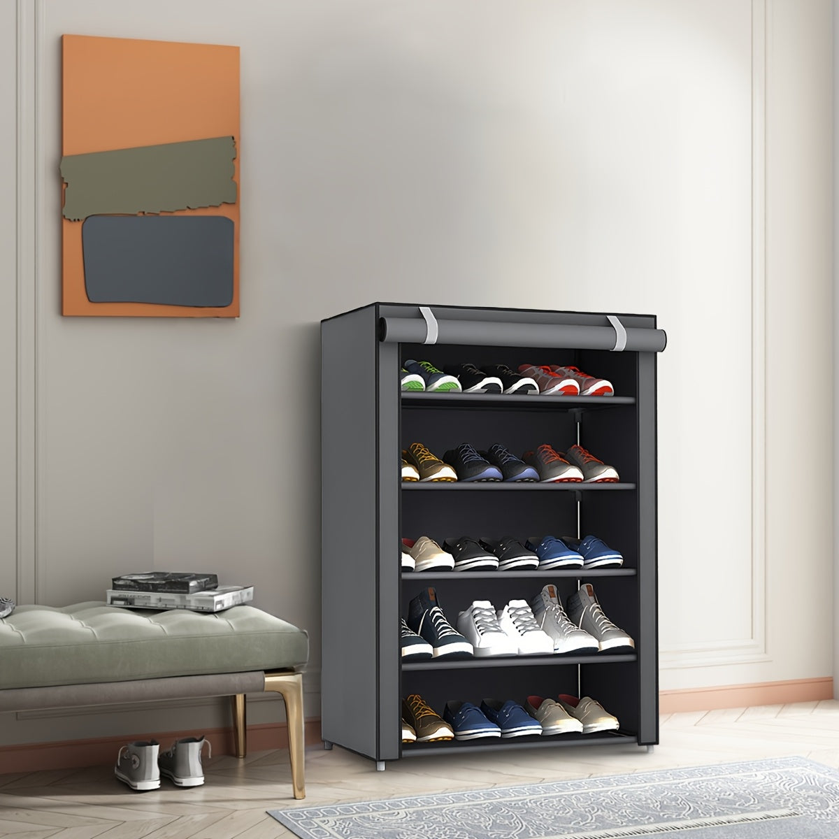 Organizzatore multifunzionale per scarpe a 6/8/10 strati con copertura antipolvere - facile da montare, portatile, adatto per 27-35 paia di scarpe sportive, tacchi e stivali - ideale per uso domestico