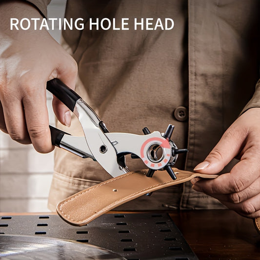 Strumento di Foratura Rotativo JRF per Pelle Sintetica ad Alta Resistenza - Dimensioni Versatili da 2mm a 4.5mm per Cinture, Cinturini di Orologi & Borse - Punzone in Acciaio Inossidabile Durevole per Creazione e Riparazione