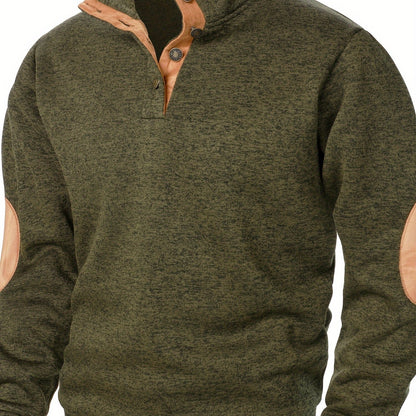 Maglione Uomo con Collo Alto e Maniche Lunghe - Felpa Casual Autunno Inverno Calda con Bottoni, Taglio Regolare per Abbigliamento Casual