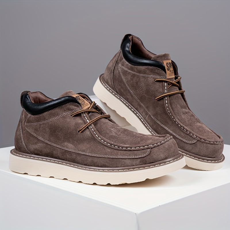 Scarpe Derby Genuine da Uomo - Stivali alla Caviglia Marroni con Chiusura a Lacci, Comode e Traspiranti, Versatili per Tutte le Stagioni, Perfette per Abbigliamento Casual, Calzature Quotidiane | Stivali alla Caviglia Sottili | Suola in Gomma Durevole