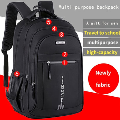 Zaino da Viaggio di Grande Capacità per Uomini - Nylon Resistente, Spallacci Regolabili, Borsa Multiscomparti per Affari e Scuola, Nero, Zaino da Viaggio