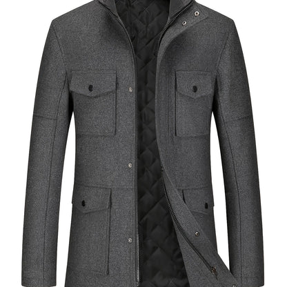 Nuovo Cappotto in Tweed Uomo Autunno/Inverno, Doppiopetto Lana Elegante per Business, Capospalla Invernale, Giacca da Cerimonia Sartoriale a Due Bottoni, Materiale Resistente, Lavabile a Mano, Gilet Stratificato, Paletot Allungato, Per Occasioni Formali e