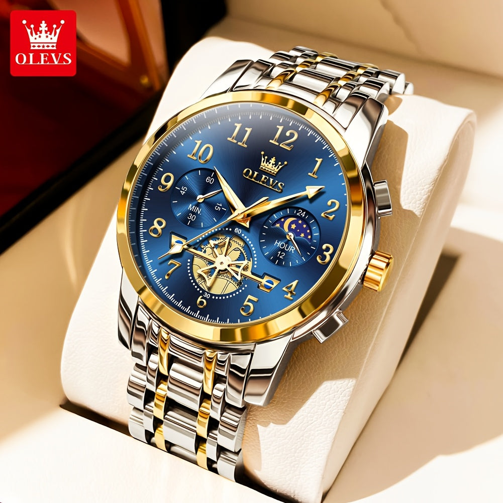 Orologi OLEVS per Uomo Classico Business Dress Analogico Quartz Digitale Orologio da Polso per Uomo Moda Lusso Bracciale in Acciaio Inossidabile Luminoso con Calendario Regali Romantici per Uomo Relojes De Hombre Blu/Nero/Bianco/Dorato/Grigio