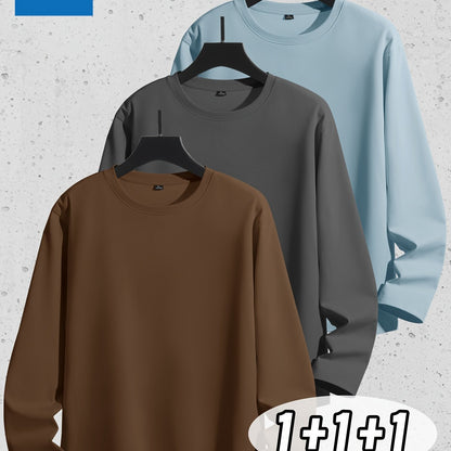 Linea Uomo+ Classic - Jeanswest Maglietta Uomo a Manica Lunga in Puro Cotone