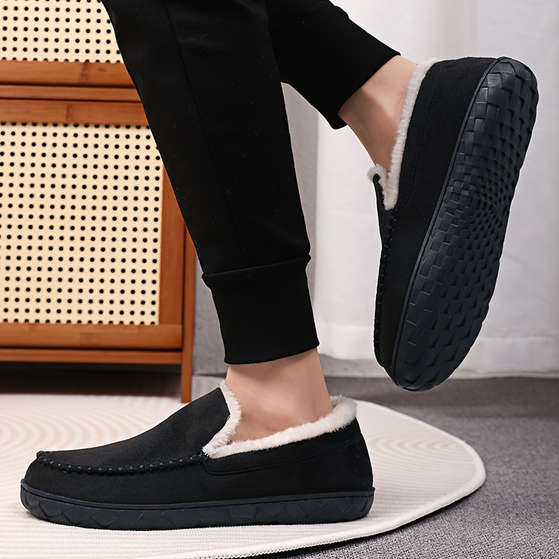 Pantofole da Uomo per Autunno e Inverno, Fodera Spessa, Antifreddo e Anti-gelo, Suola Antiscivolo, Facili da Infilarci