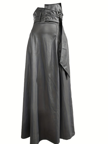 A-Line Luxe - Gonna Elegante in Pelle Sintetica a Vita Alta