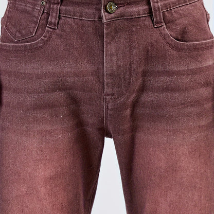 1pezzo Pantaloni casual da uomo slim-fit in denim sintetico, con chiusura a bottoni, comodi per tutte le stagioni, lavaggio leggero, kaki, versatili per abbigliamento casual, abbigliamento confortevole | Slim Fit Faux Denim | Tessuto resistente