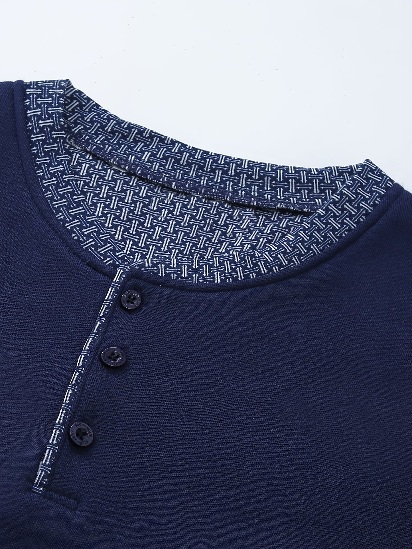 Pigiama invernale da uomo in pile, pigiama casual in poliestere lavorato a maglia, manica lunga, scollo Henley, motivo geometrico, vestibilità comoda, abbigliamento da notte per uso domestico