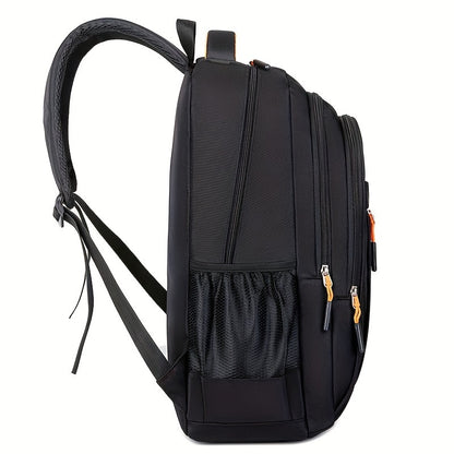 Zaino da Viaggio di Grande Capacità per Uomini - Nylon Resistente, Spallacci Regolabili, Borsa Multiscomparti per Affari e Scuola, Nero, Zaino da Viaggio
