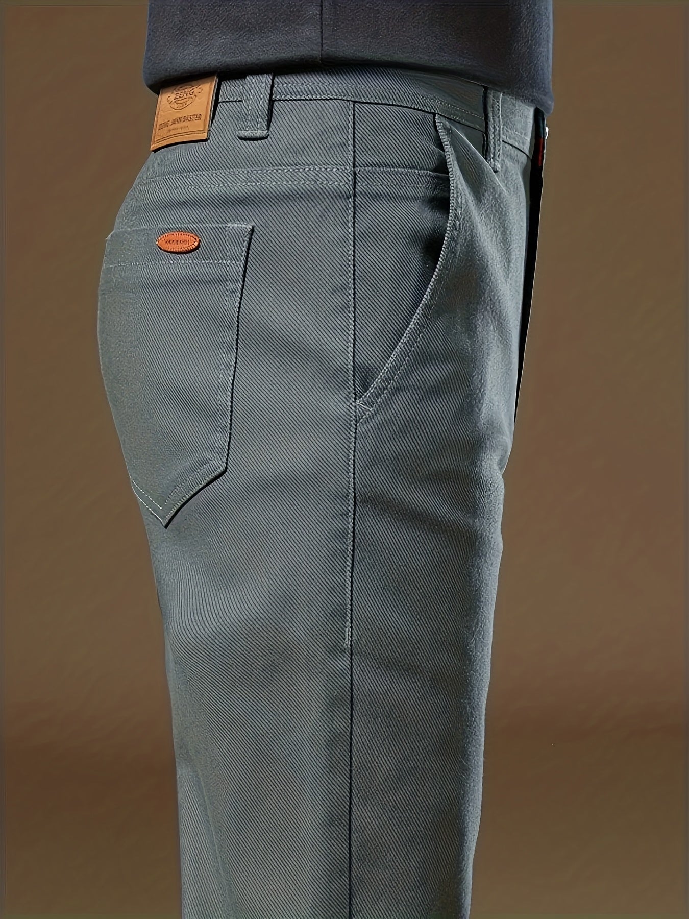 Pantaloni Casual Uomo in Cotone Pesante con Vita Elastica - Beige Tinta Unita, Gamba Larga e Passanti per Cintura, Morbidi Comodi da Inverno Ideali per Ufficio, Eventi Formali & Abbigliamento Quotidiano, Lavabile a Macchina (Lunghezza Regolare)