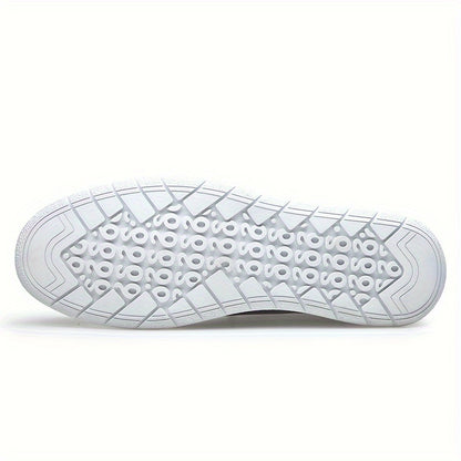 Mocassini Casual da Uomo Senza Lacci - Bianchi con Accenti Marroni, Suola Antiscivolo Resistente, Lacci Elastici per Abbigliamento Casual e Outdoor