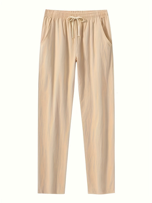 3pezzo Pantaloni estivi leggeri e traspiranti per uomo - Pantaloni casual a vita elastica con cintura e tasche laterali, colore solido (bianco/beige/azzurro chiaro) per streetwear, outdoor e casual attire, essenziali per streetwear, design minimalista, te