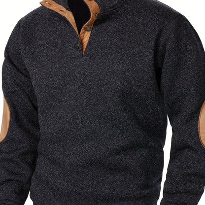 Maglione Uomo con Collo Alto e Maniche Lunghe - Felpa Casual Autunno Inverno Calda con Bottoni, Taglio Regolare per Abbigliamento Casual