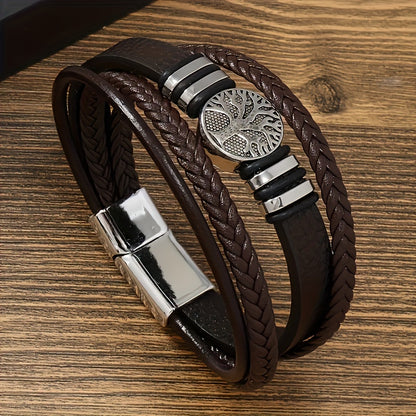 Lorian - Bracciale in Pelle PU Trendy e Minimalista, con Chiusura Magnetica per Uomo