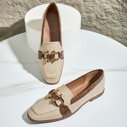 1 Paio di Scarpe da Uomo Vintage con Stile Flax, Stampino a Serpente, Punta Quadrata, Scarpe Slip-On Leggere per Tutte le Stagioni con Suola in TPU e Plantare in Poliuretano