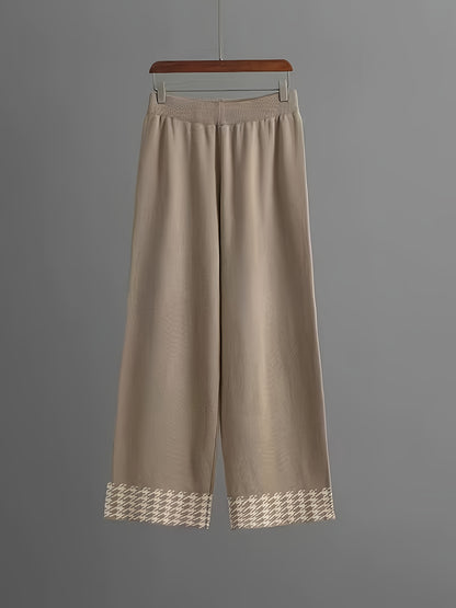 Set Donna Autunno Invernali a Vita Alta con Motivo Pied-de-Poule, Moda Femminile
