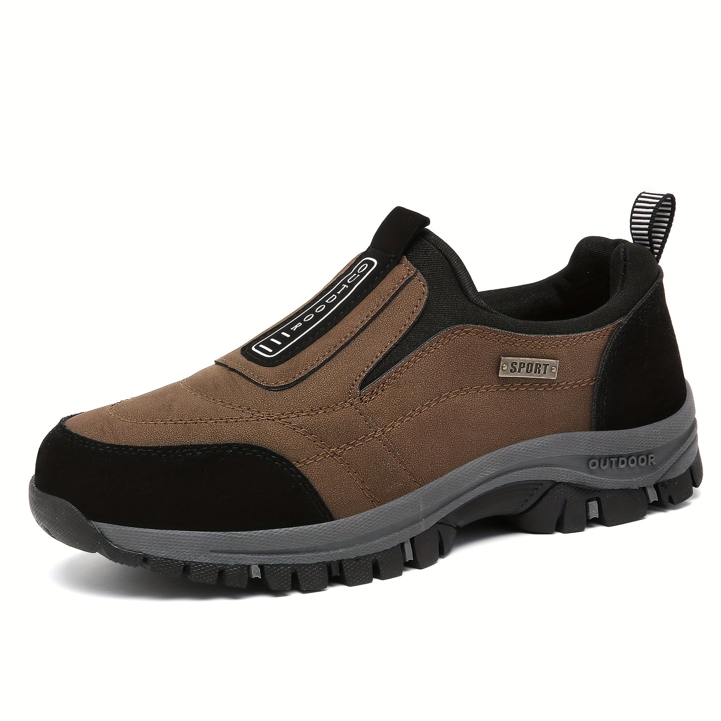 Scarpe da trekking slip-on da uomo - Sola spessa e morbida, parte superiore in tessuto traspirante, leggere e comode per passeggiate all'aperto, abbigliamento casual e trekking, stivali da trekking, design a punta rotonda, calzature adatte