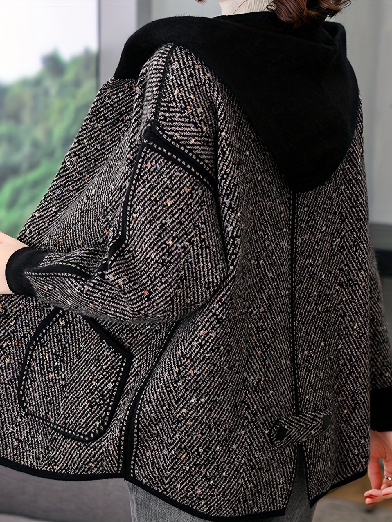 Linea Donna+ Classic - Giacca con cappuccio casual in poliestere, lunghezza regolare, taglio ampio