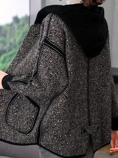 Linea Donna+ Classic - Giacca con cappuccio casual in poliestere, lunghezza regolare, taglio ampio