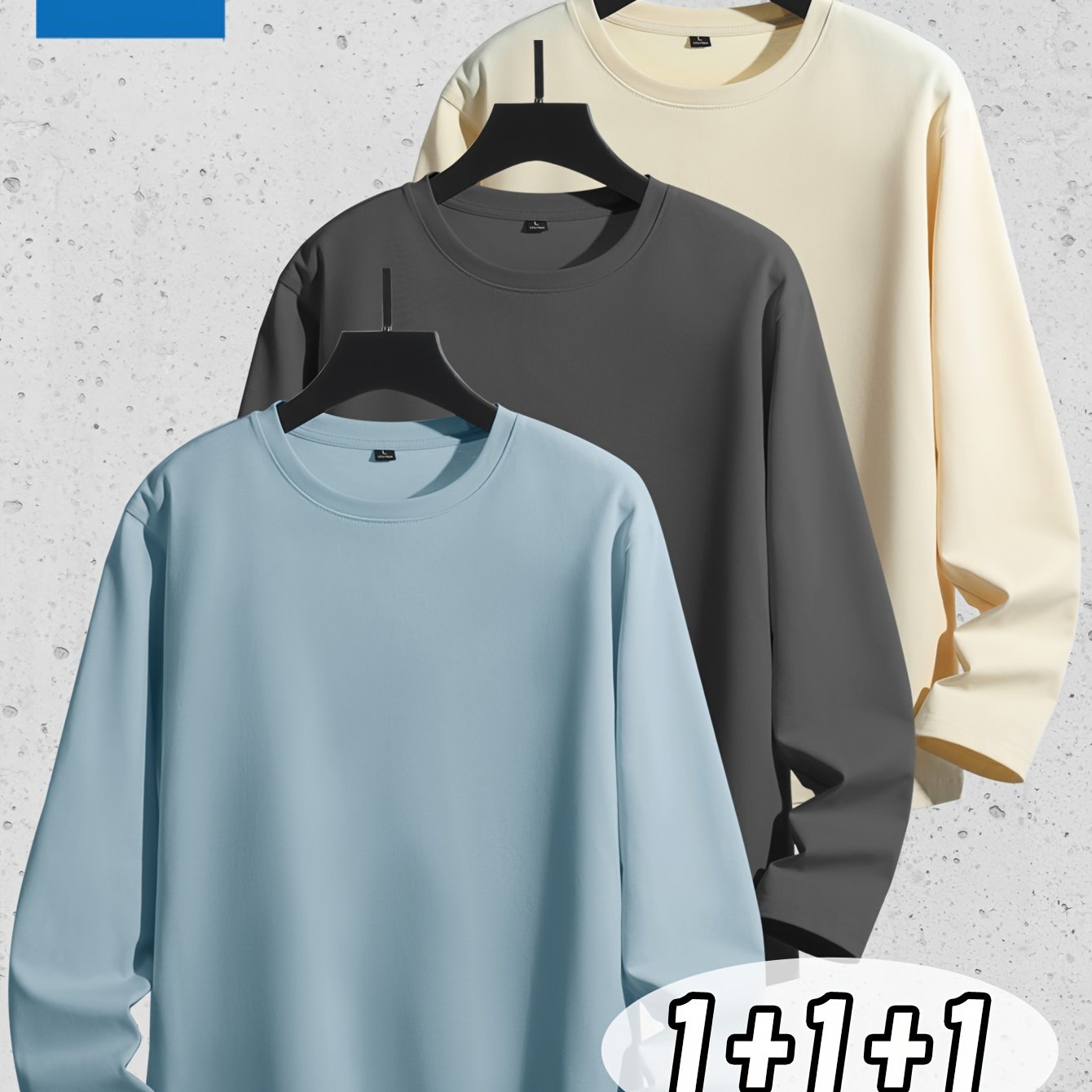 Linea Uomo+ Classic - Jeanswest Maglietta Uomo a Manica Lunga in Puro Cotone