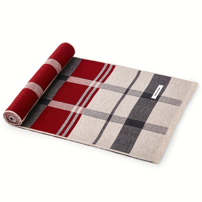 Sciarpa a Quadri Uomo in Tessuto Simil-Lana - Calda Cravatta Invernale, Elegante Regalo di Natale/Ringraziamento per Marito/Padre/Uomo d'Affari - Accessorio Formale Morbido (Lavaggio a Mano/Lavaggio a Secco) - Compatibile con Completi e Cravatte