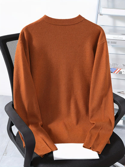 Maglione Cardigan Casual da Uomo - Tinta Unita con Maniche Lunghe e Bottoni, Pullover a Collo Rotondo Regular Fit per Autunno Inverno, Pezzo Versatile da Indossare sopra Jeans & Pantaloni Eleganti, Tessuto Confortevole